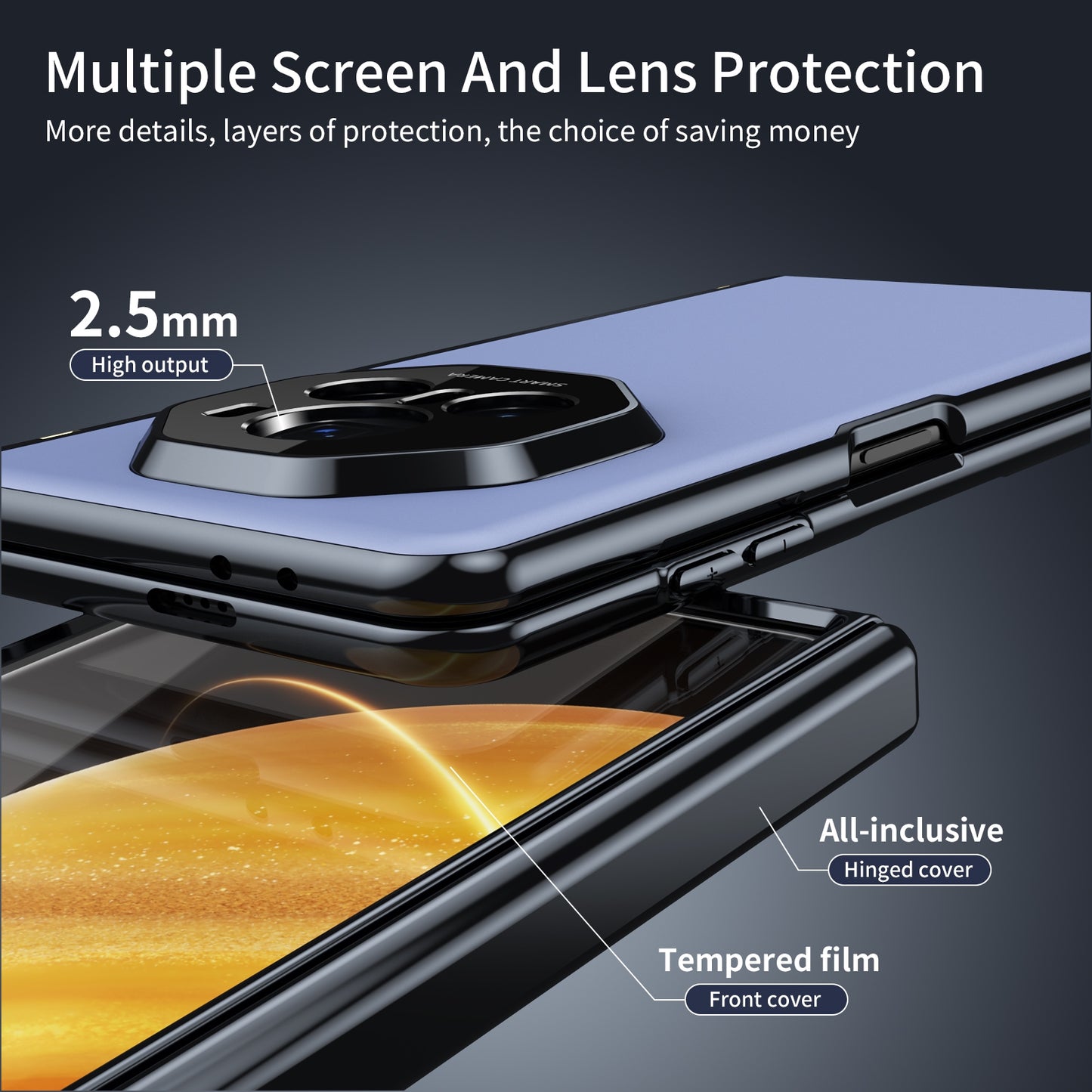 For Honor Magic V3 Integrated AG Frosted Vacuum Plating Phone Case(Blue)