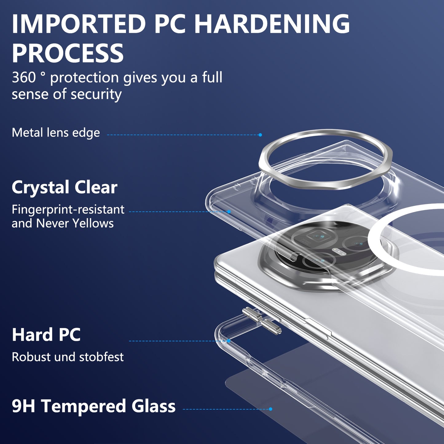 For Honor Magic V3 lce Folding Series MagSafe Integrated Clear PC Phone Case(Silver)