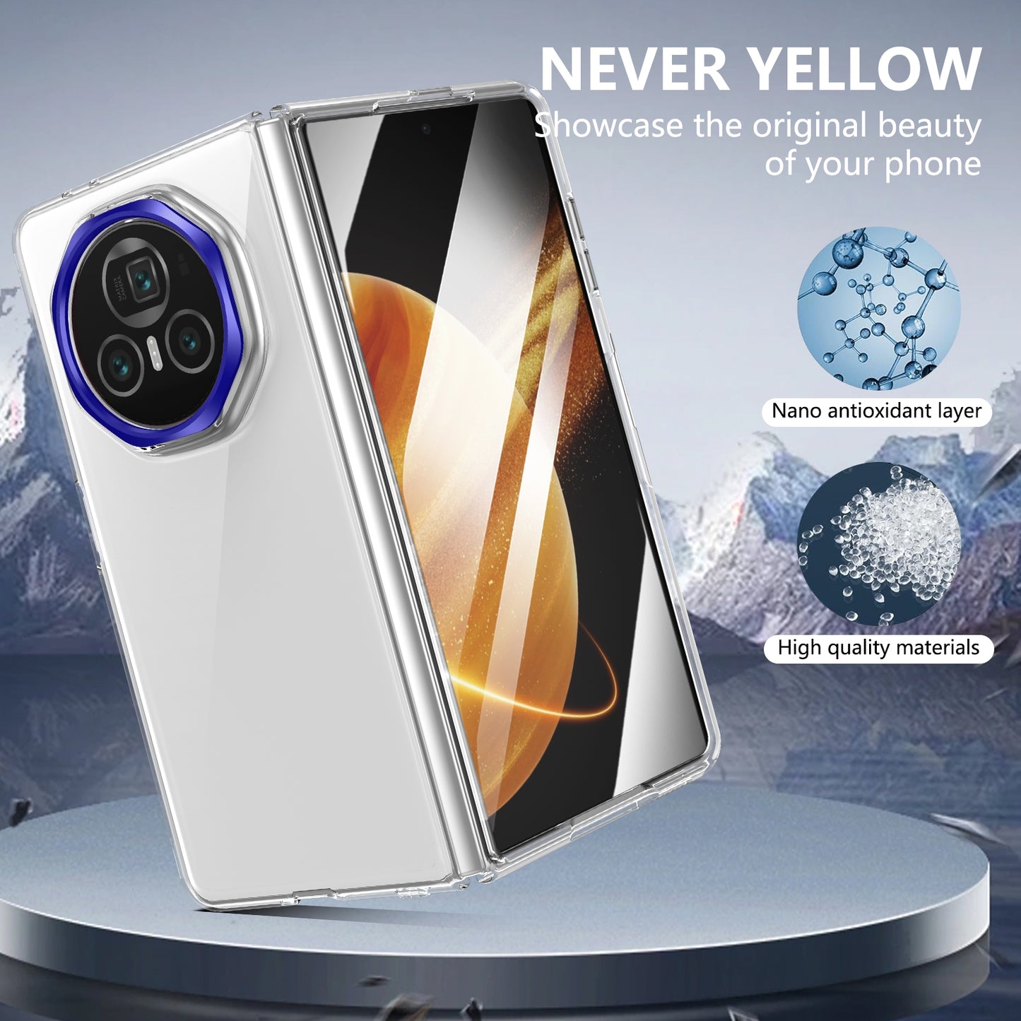 For Honor Magic V3 lce Folding Series Integrated Clear PC Phone Case(Royal Blue)