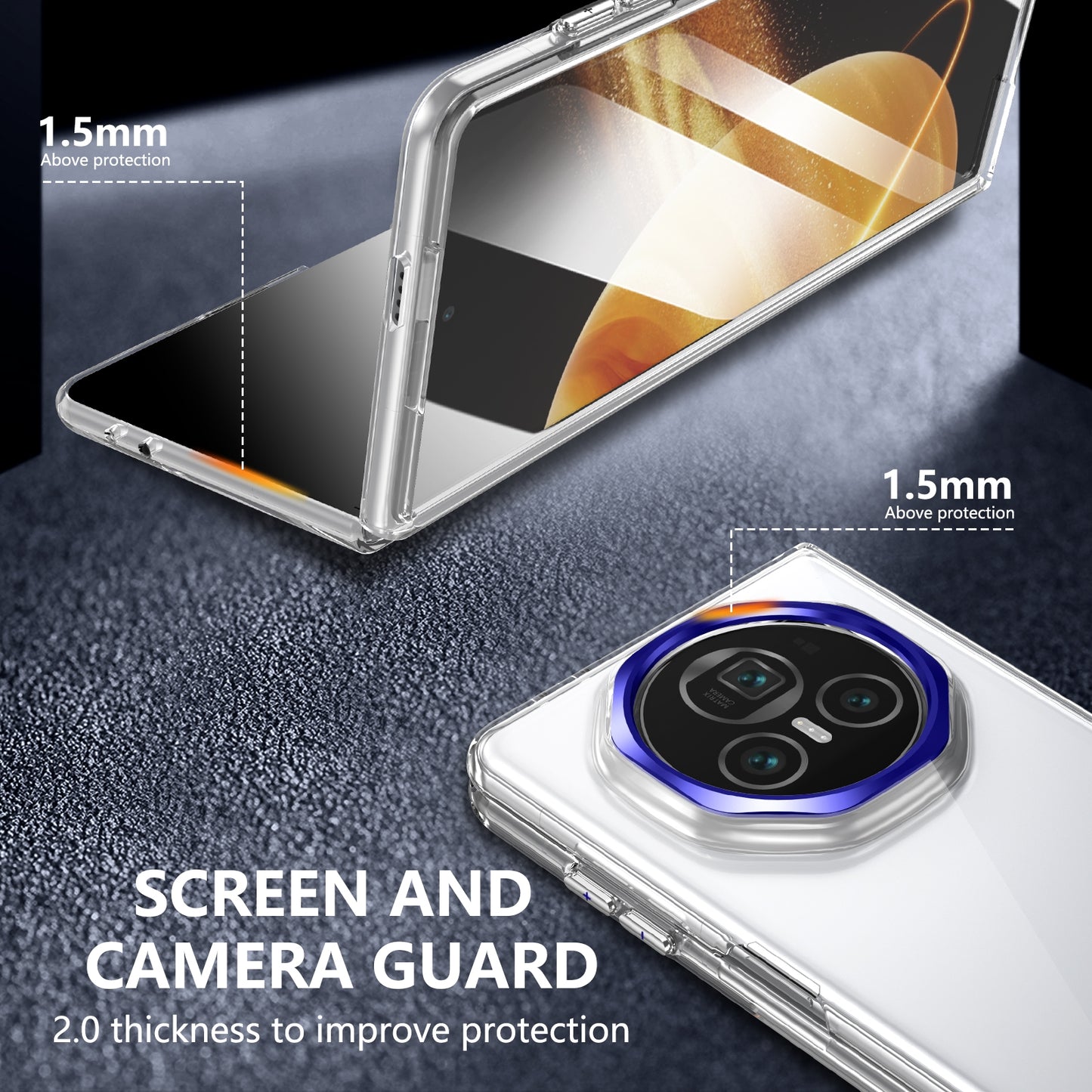 For Honor Magic V3 lce Folding Series Integrated Clear PC Phone Case(Royal Blue)