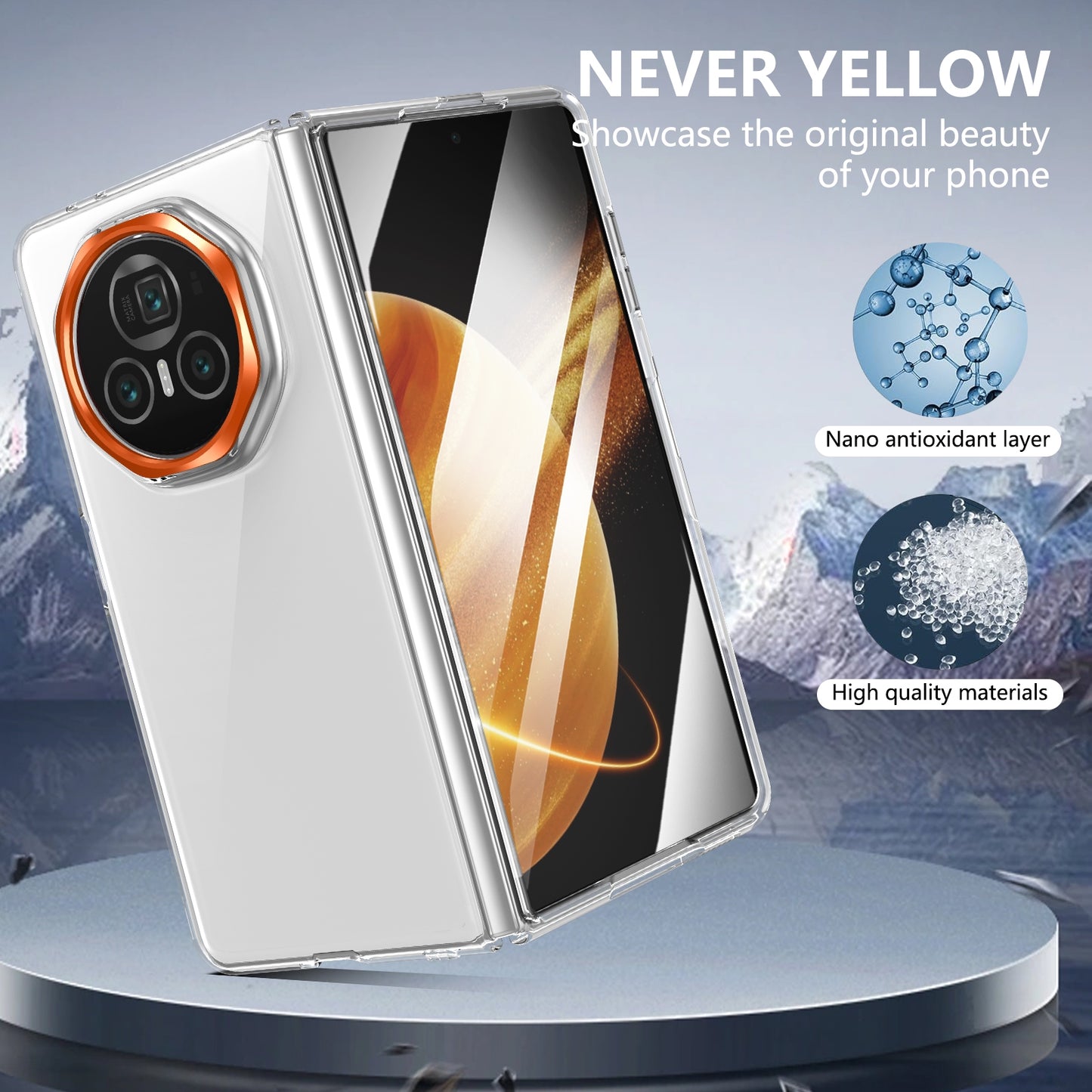 For Honor Magic V3 lce Folding Series Integrated Clear PC Phone Case(Orange)