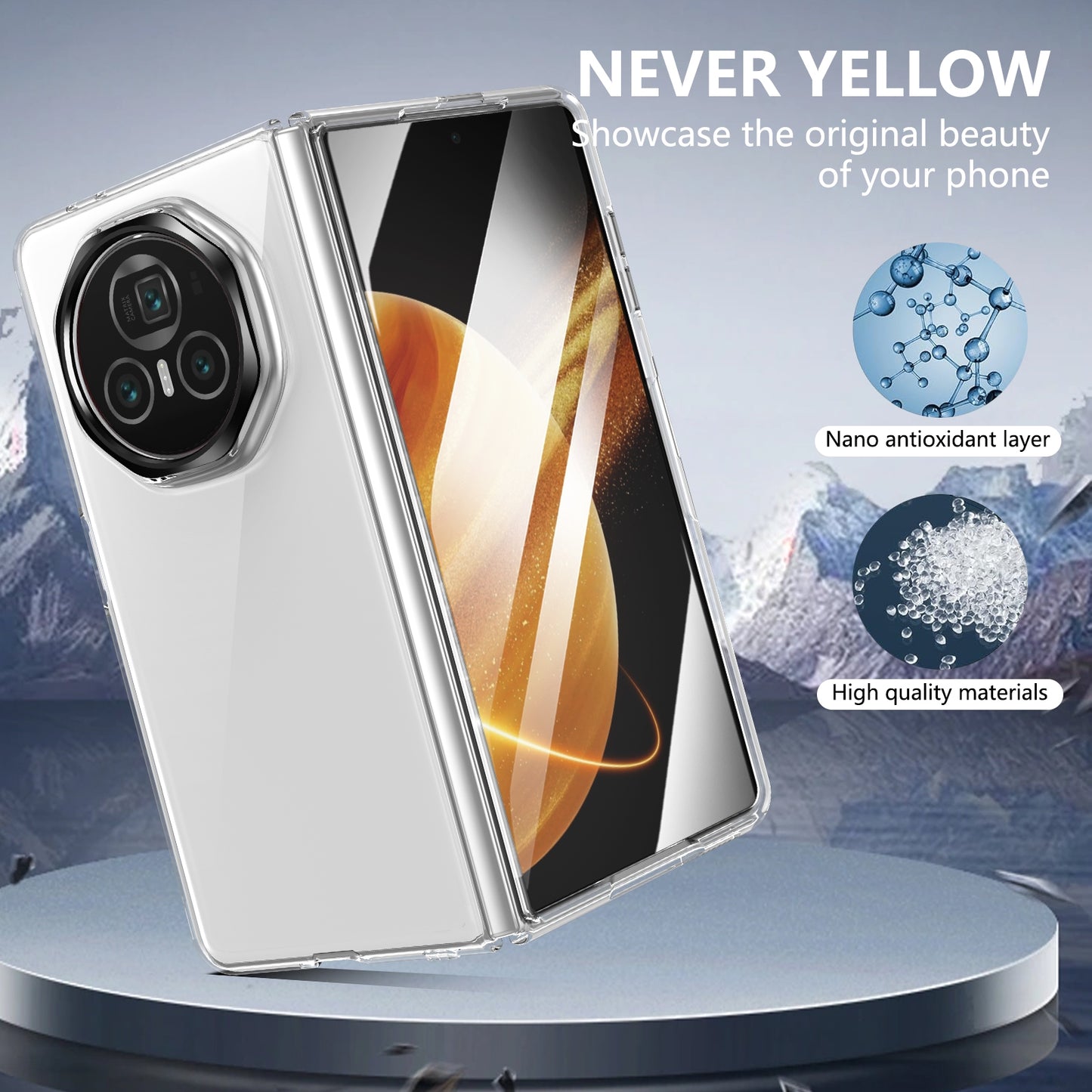 For Honor Magic V3 lce Folding Series Integrated Clear PC Phone Case(Black)