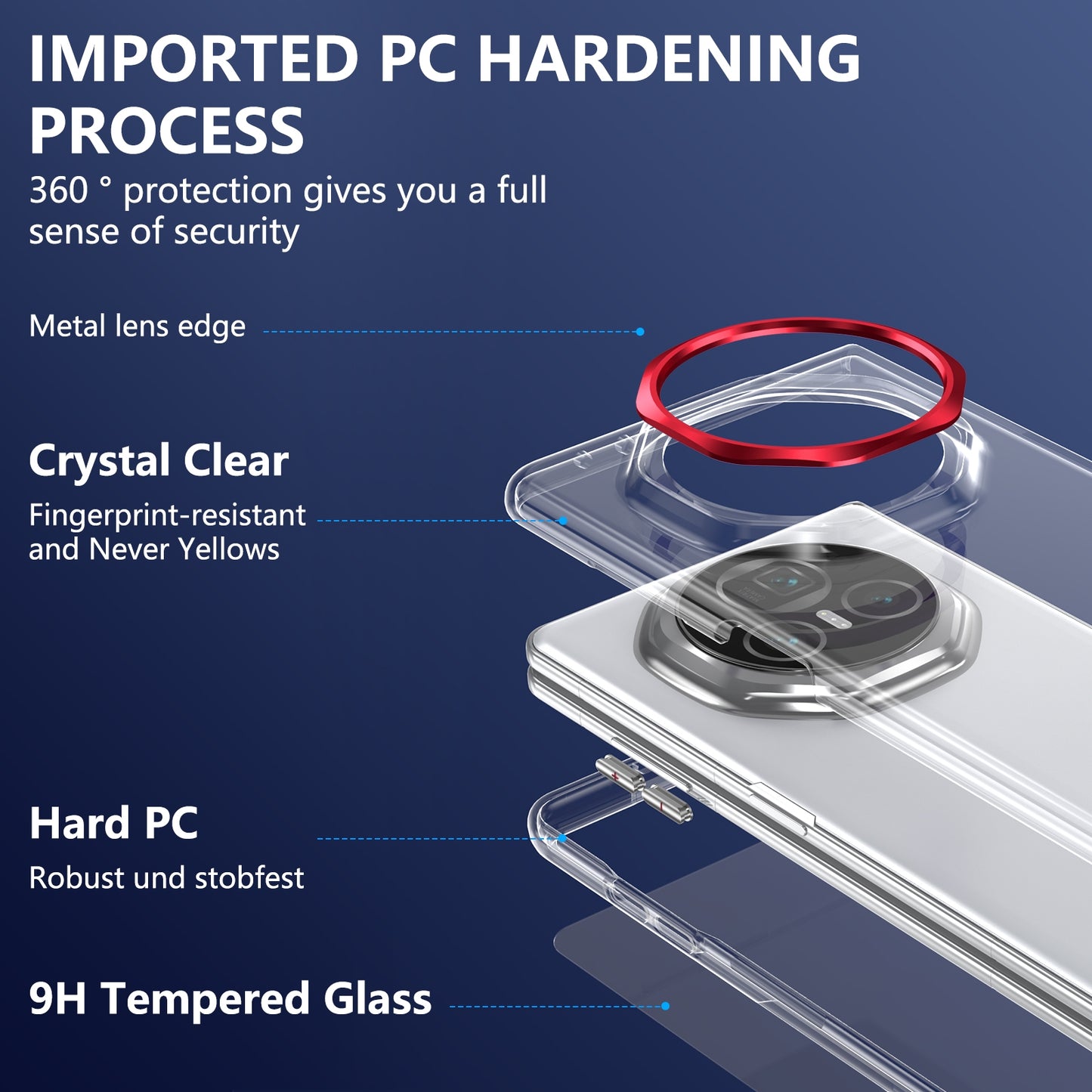 For Honor Magic V3 lce Folding Series Integrated Clear PC Phone Case(Red)