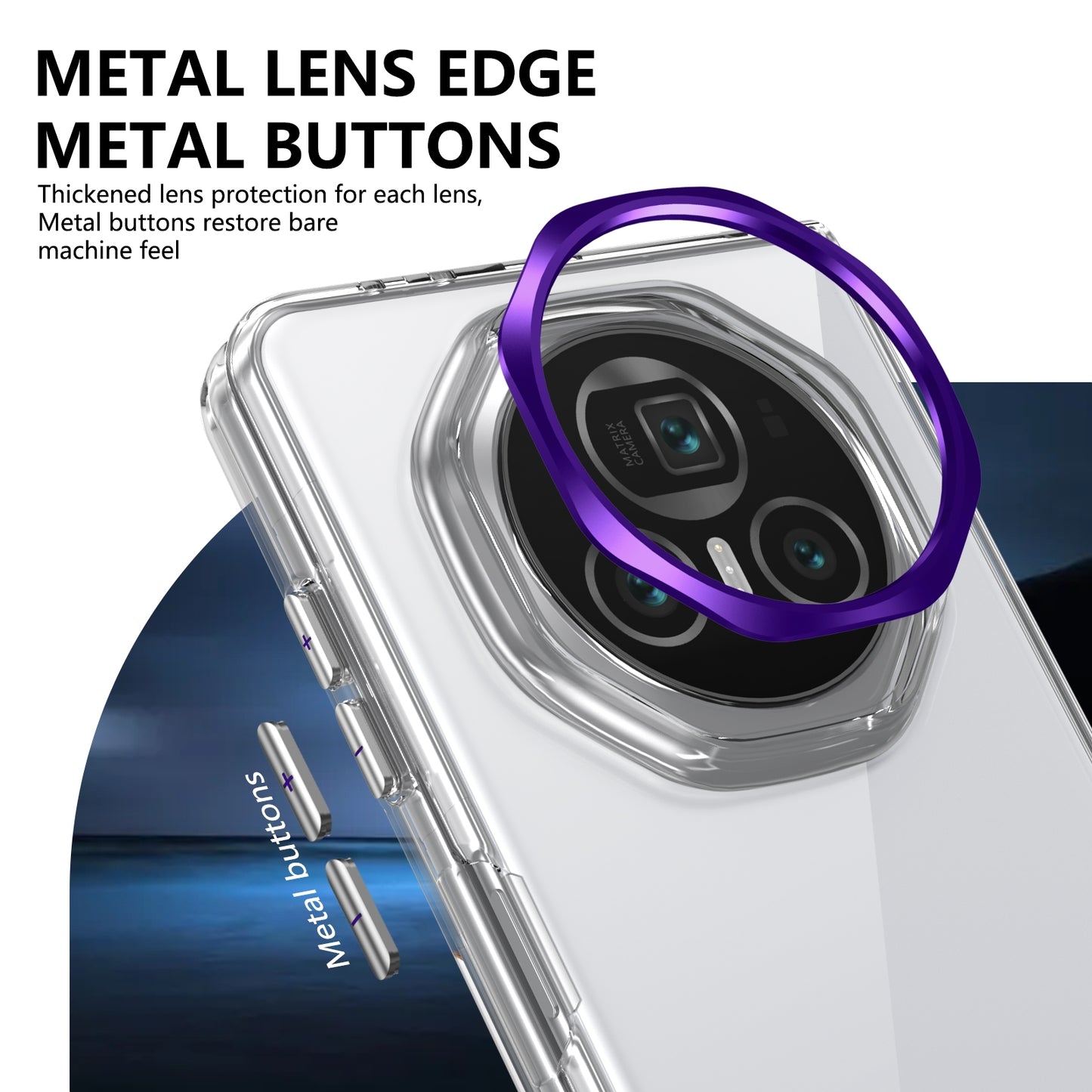 For Honor Magic V3 lce Folding Series Integrated Clear PC Phone Case(Purple)