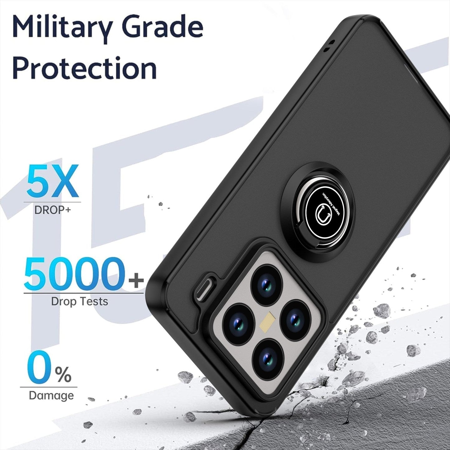 For Xiaomi 15 Pro Q Shadow 1 Series TPU + PC Phone Case with Ring(Black+Red)