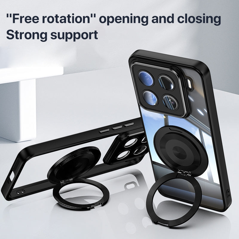 For Xiaomi 15 Pro 360 Holder MagSafe Acrylic Hybrid TPU Phone Case(Black)