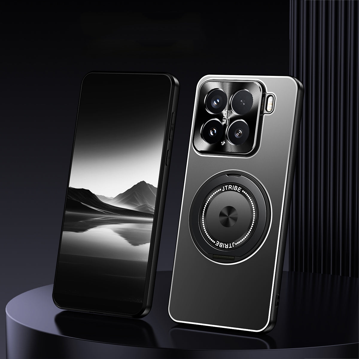 For Xiaomi 15 Rotating Holder Frosted Metal Phone Case(Black)