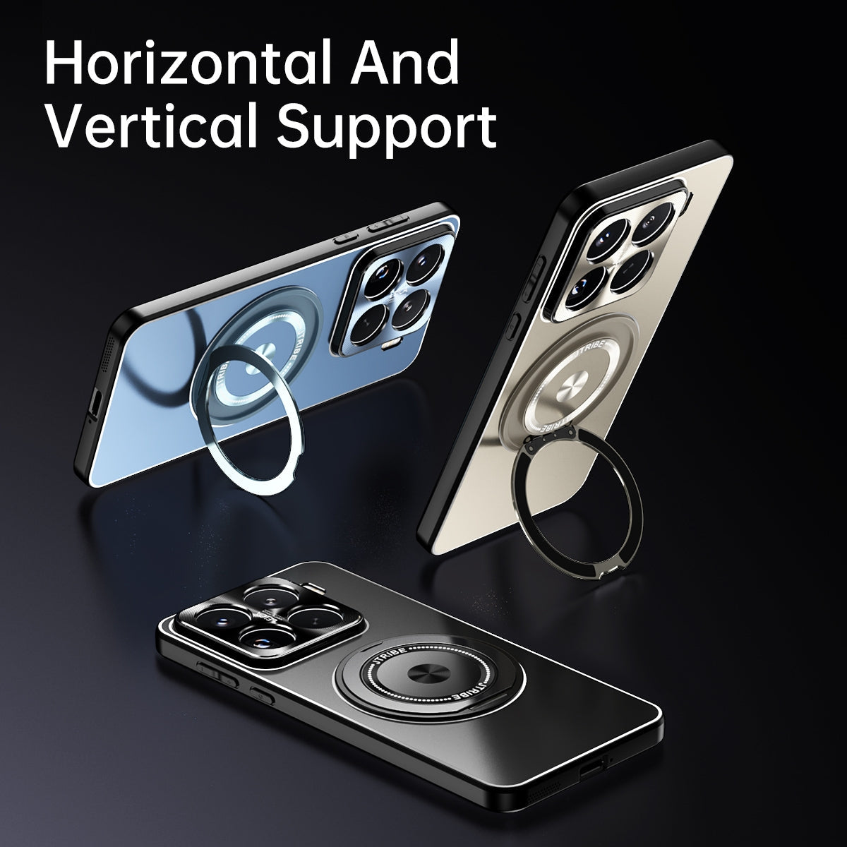 For Xiaomi 15 Pro Rotating Holder Frosted Metal Phone Case(Black)