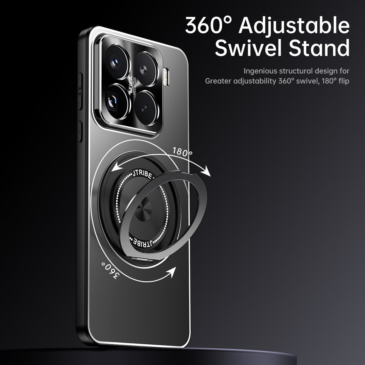 For Xiaomi 15 Pro Rotating Holder Frosted Metal Phone Case(Black)