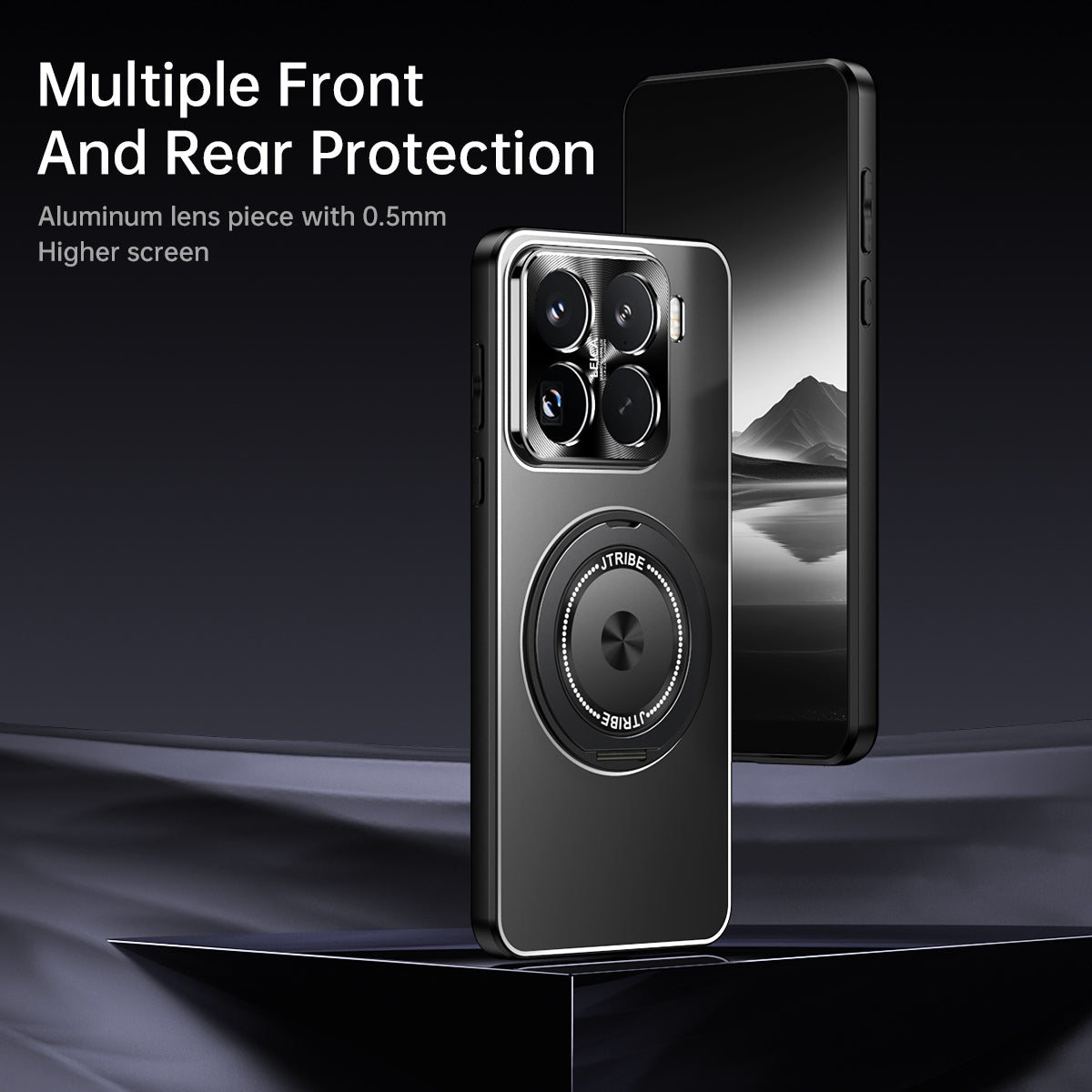 For Xiaomi 15 Pro Rotating Holder Frosted Metal Phone Case(Black)