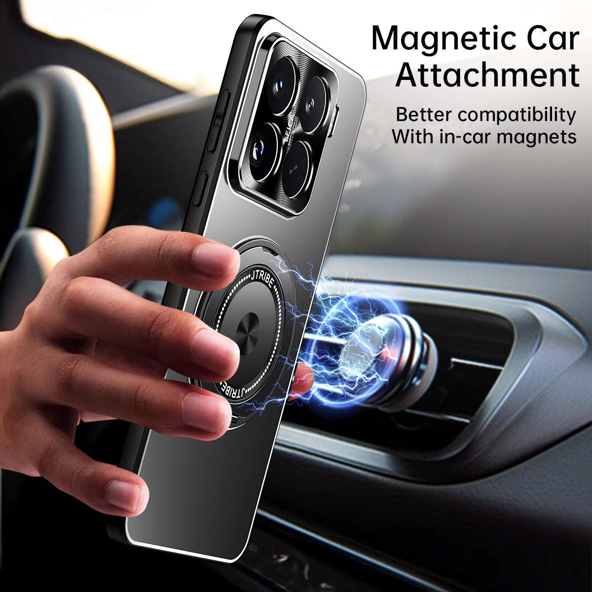 For Xiaomi 15 Pro Rotating Holder Frosted Metal Phone Case(Black)