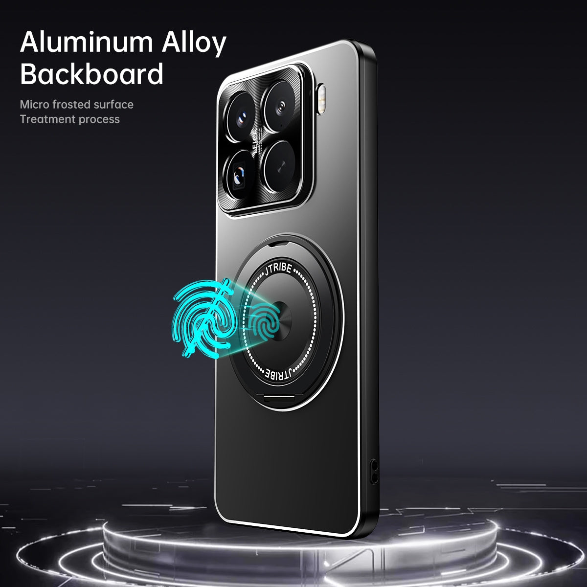 For Xiaomi 15 Pro Rotating Holder Frosted Metal Phone Case(Black)