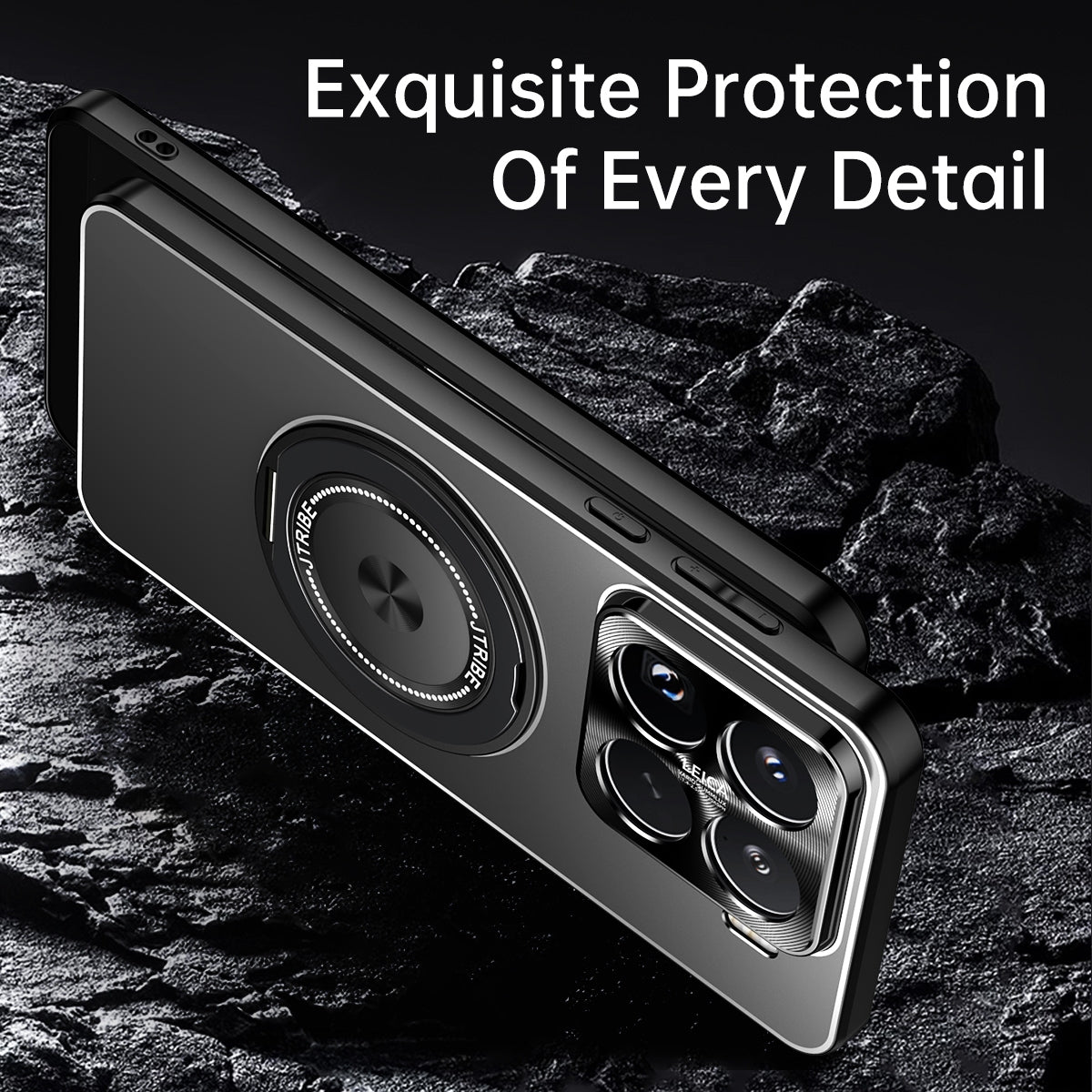 For Xiaomi 15 Pro Rotating Holder Frosted Metal Phone Case(Black)