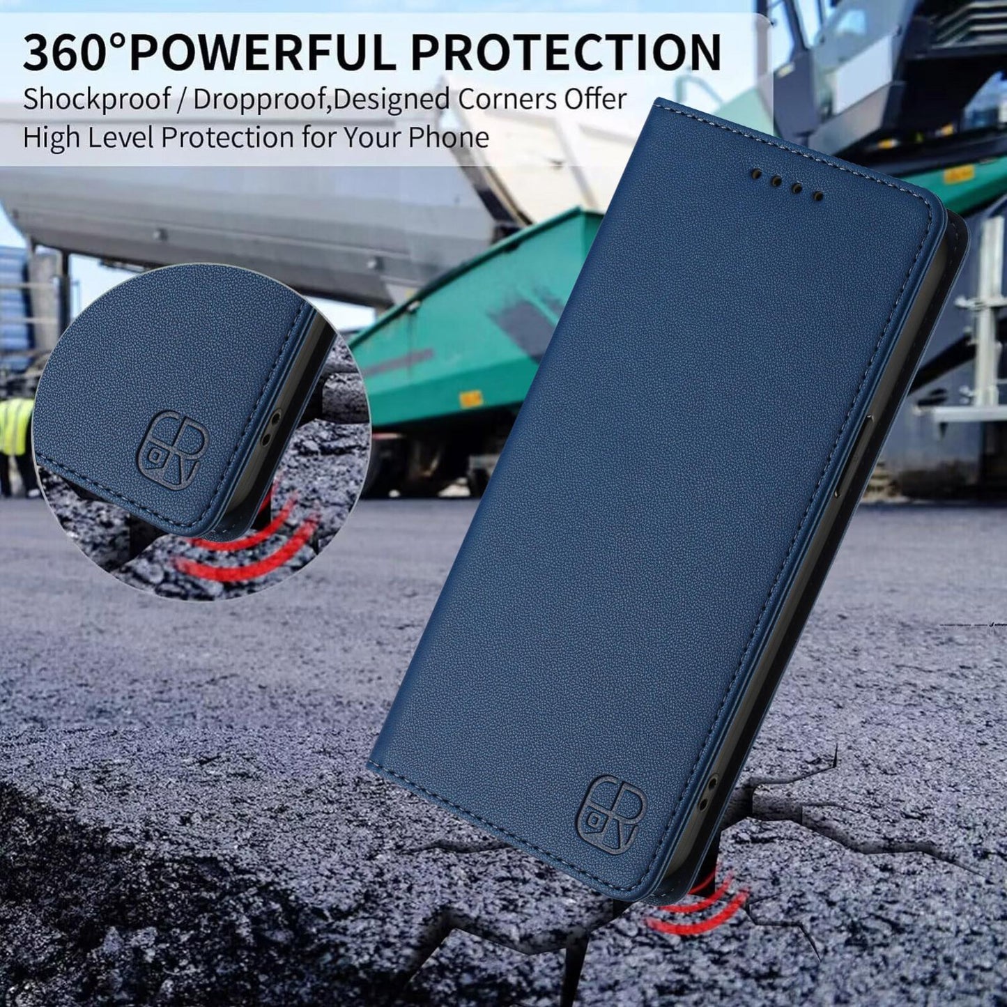 For vivo V50 5G Global RC01 Dual-Folded Magnetic Suction RFID Leather Phone Case(Dark Blue)