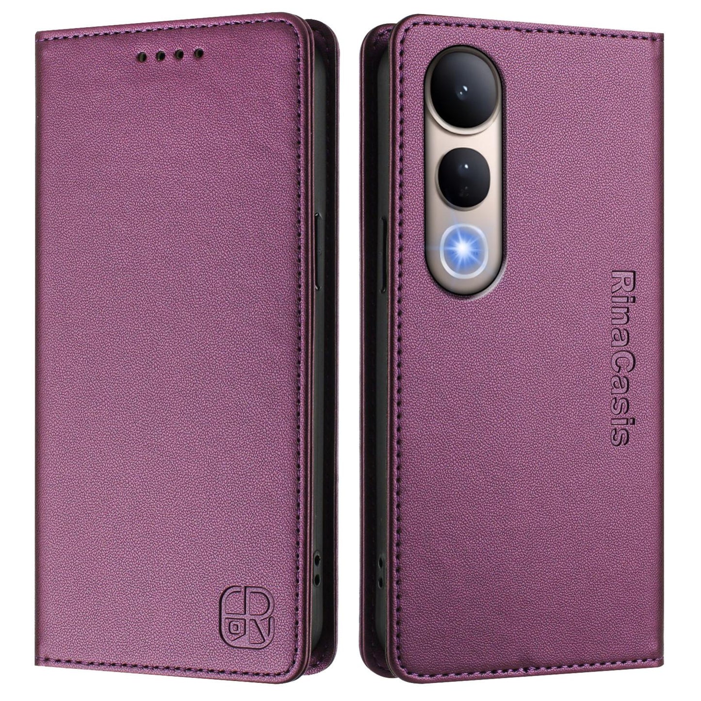 For vivo V50 Lite 5G RC01 Dual-Folded Magnetic Suction RFID Leather Phone Case(Violet)