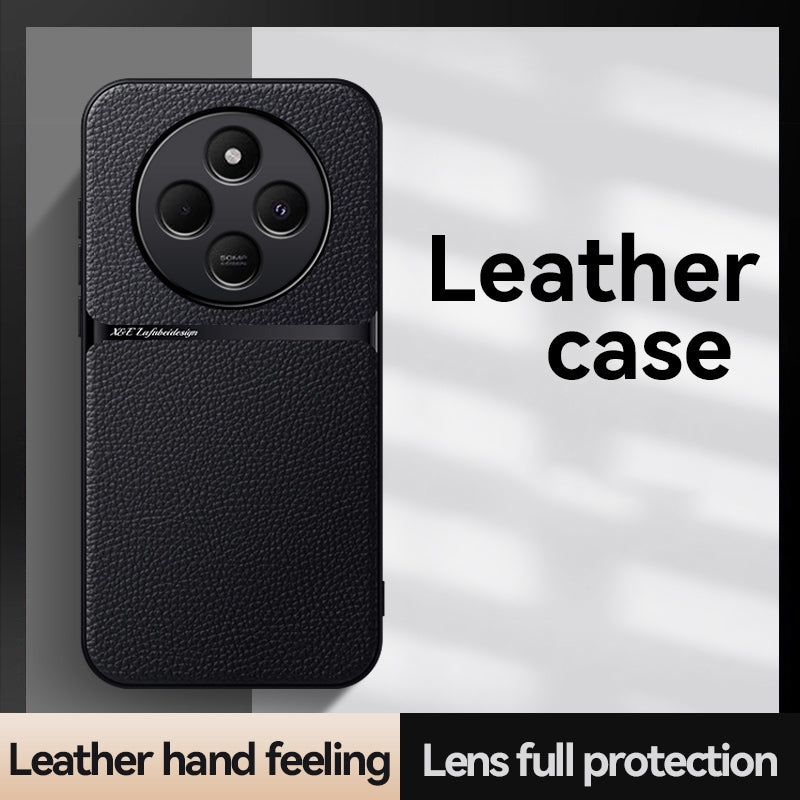 For Redmi 14C 4G Litchi Leather Magnetic Full Coverage Shockproof Phone Case(Black)
