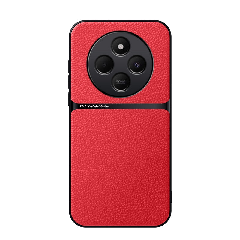 For Redmi 14C 4G Litchi Leather Magnetic Full Coverage Shockproof Phone Case(Red)