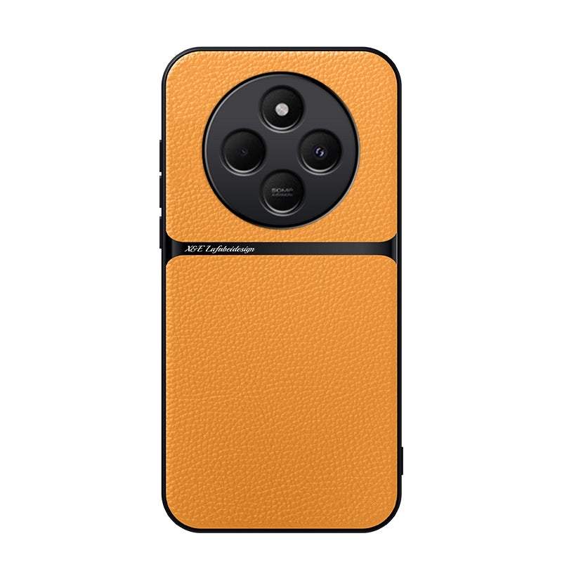 For Redmi 14C 4G Litchi Leather Magnetic Full Coverage Shockproof Phone Case(Yellow)