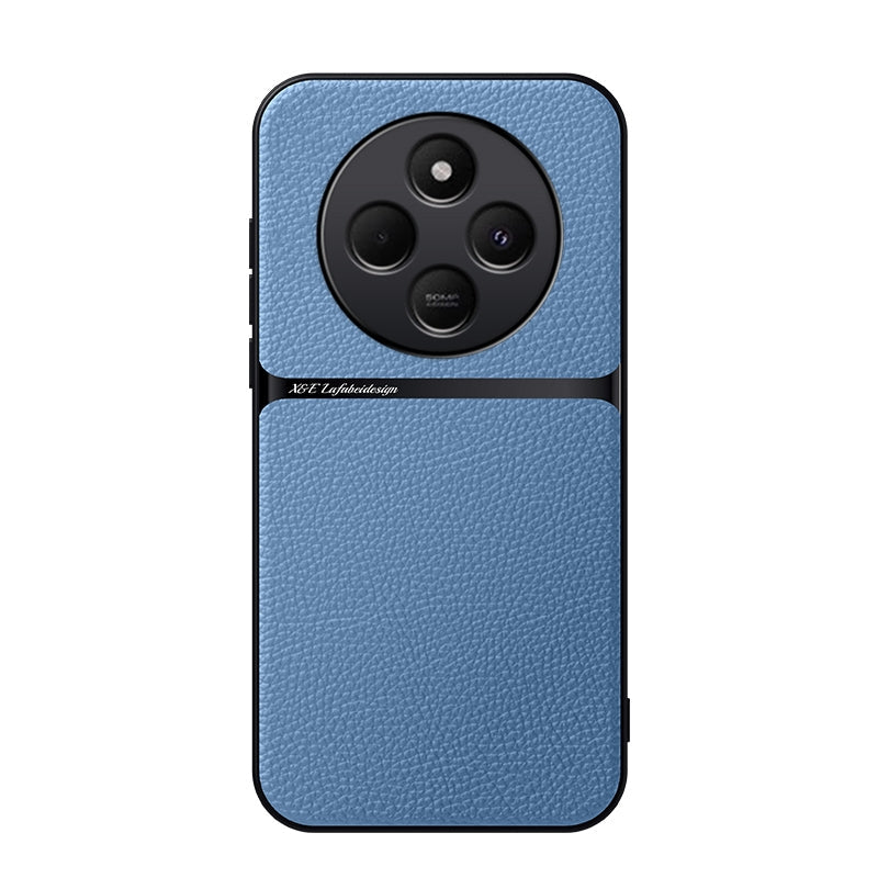 For Redmi 14C 4G Litchi Leather Magnetic Full Coverage Shockproof Phone Case(Blue)