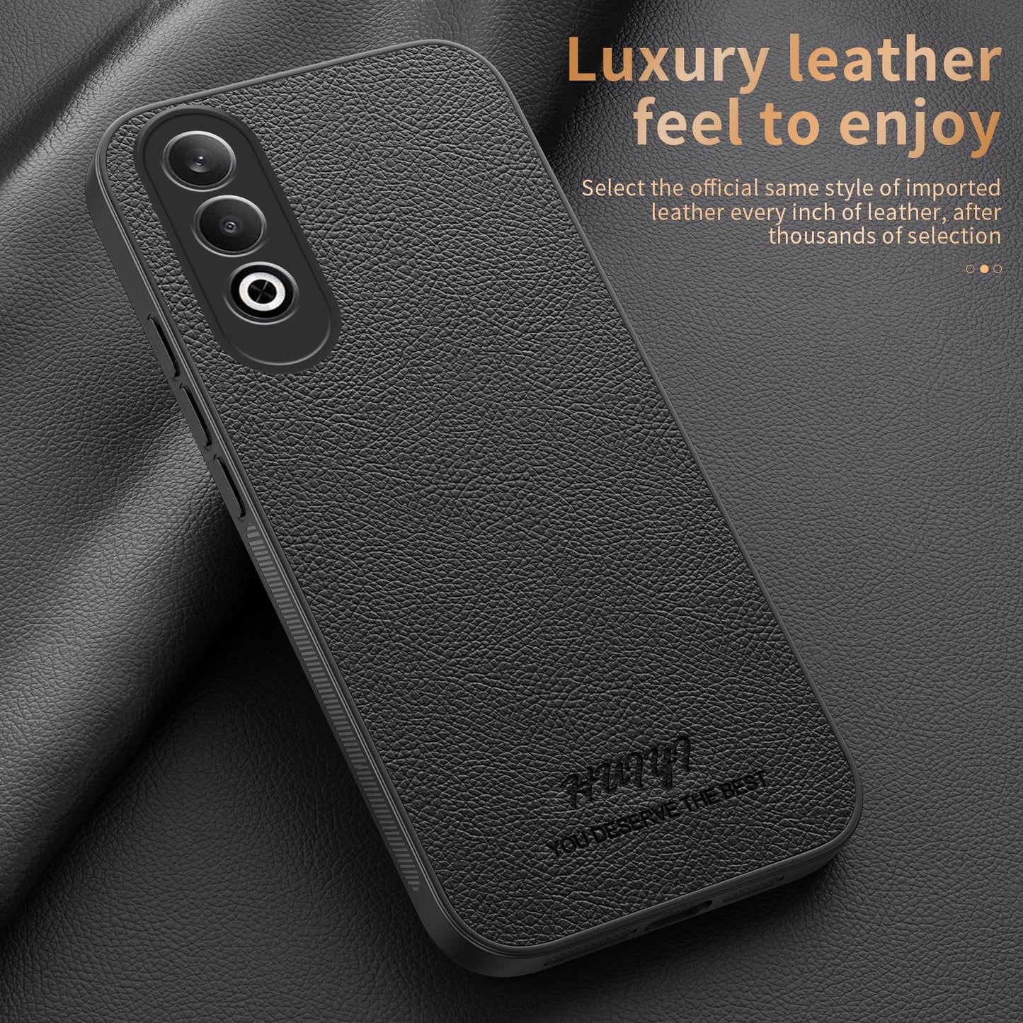 For OPPO K12 HUIYI Leather Magnetic Phone Case(Black)