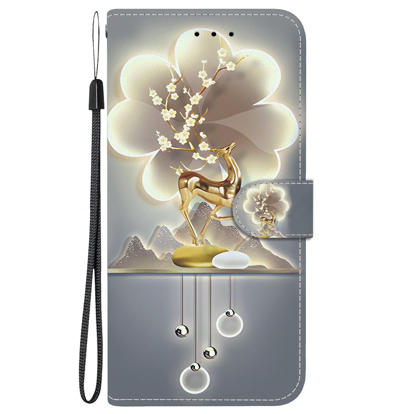 For iPhone 16e Crystal Texture Colored Drawing Leather Phone Case(Sika Deer)