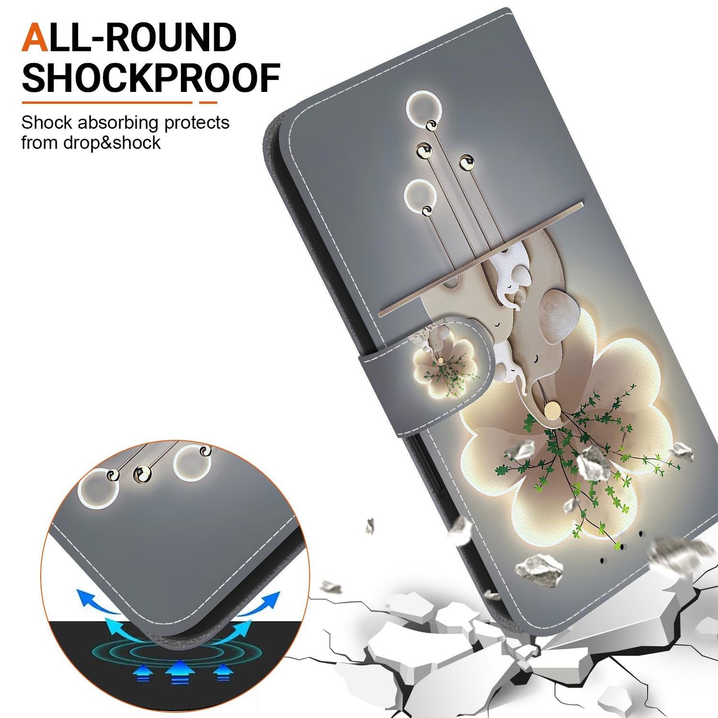 For iPhone 16e Crystal Texture Colored Drawing Leather Phone Case(Elephants)