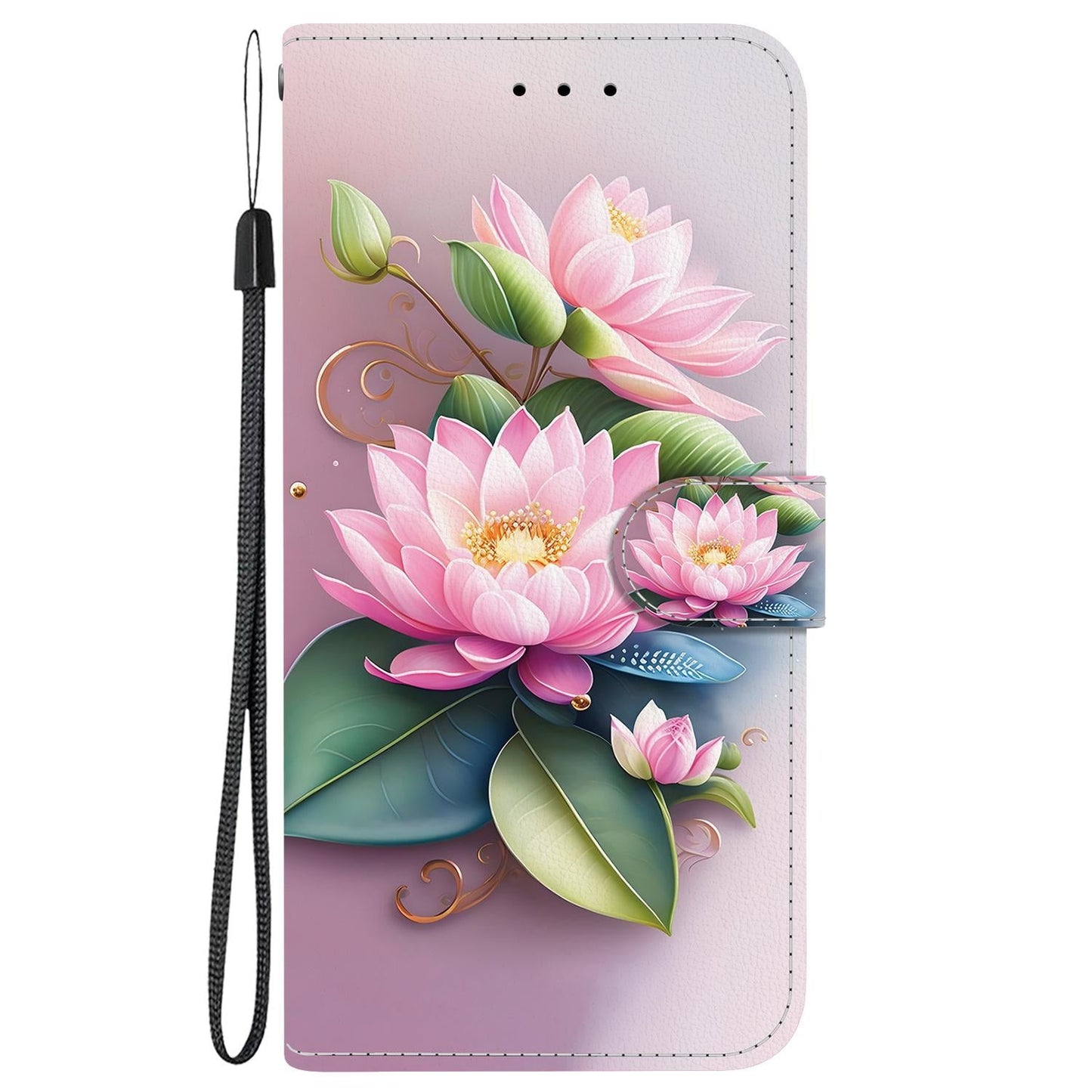 For iPhone 16e Crystal Texture Colored Drawing Leather Phone Case(Lotus)