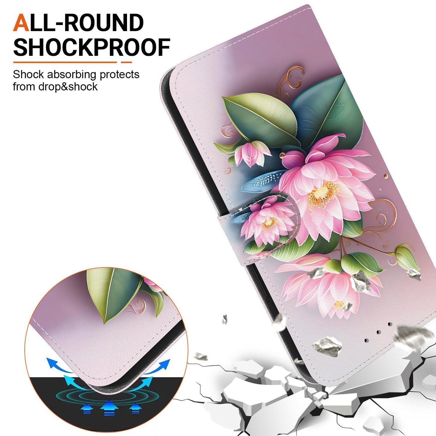 For iPhone 16e Crystal Texture Colored Drawing Leather Phone Case(Lotus)