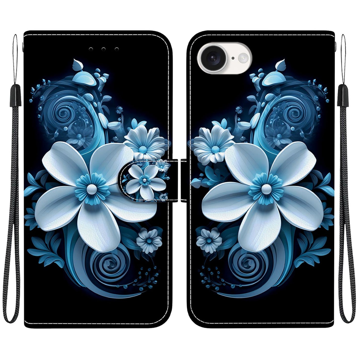 For iPhone 16e Crystal Texture Colored Drawing Leather Phone Case(Black Orchid)