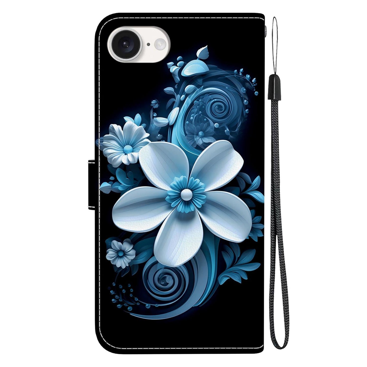 For iPhone 16e Crystal Texture Colored Drawing Leather Phone Case(Black Orchid)