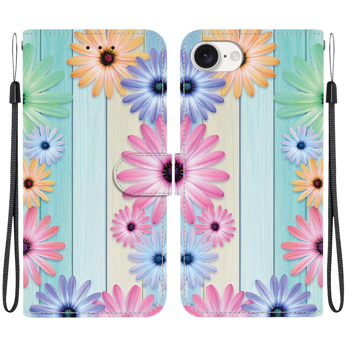 For iPhone 16e Crystal Texture Colored Drawing Leather Phone Case(Sunflowers)