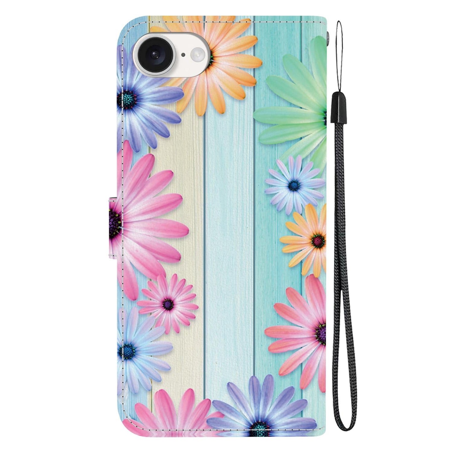 For iPhone 16e Crystal Texture Colored Drawing Leather Phone Case(Sunflowers)