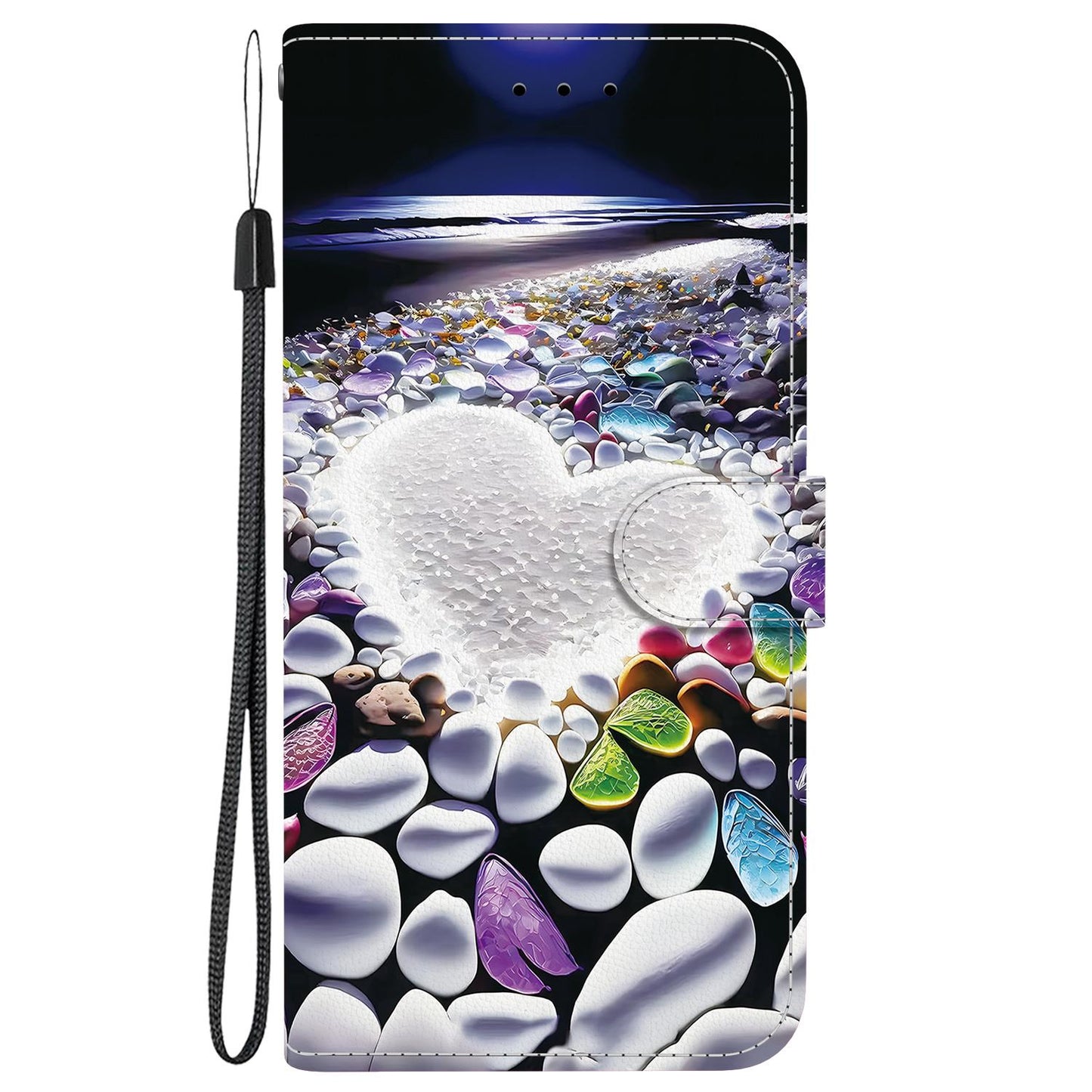 For iPhone 16e Crystal Texture Colored Drawing Leather Phone Case(Heart Shaped)