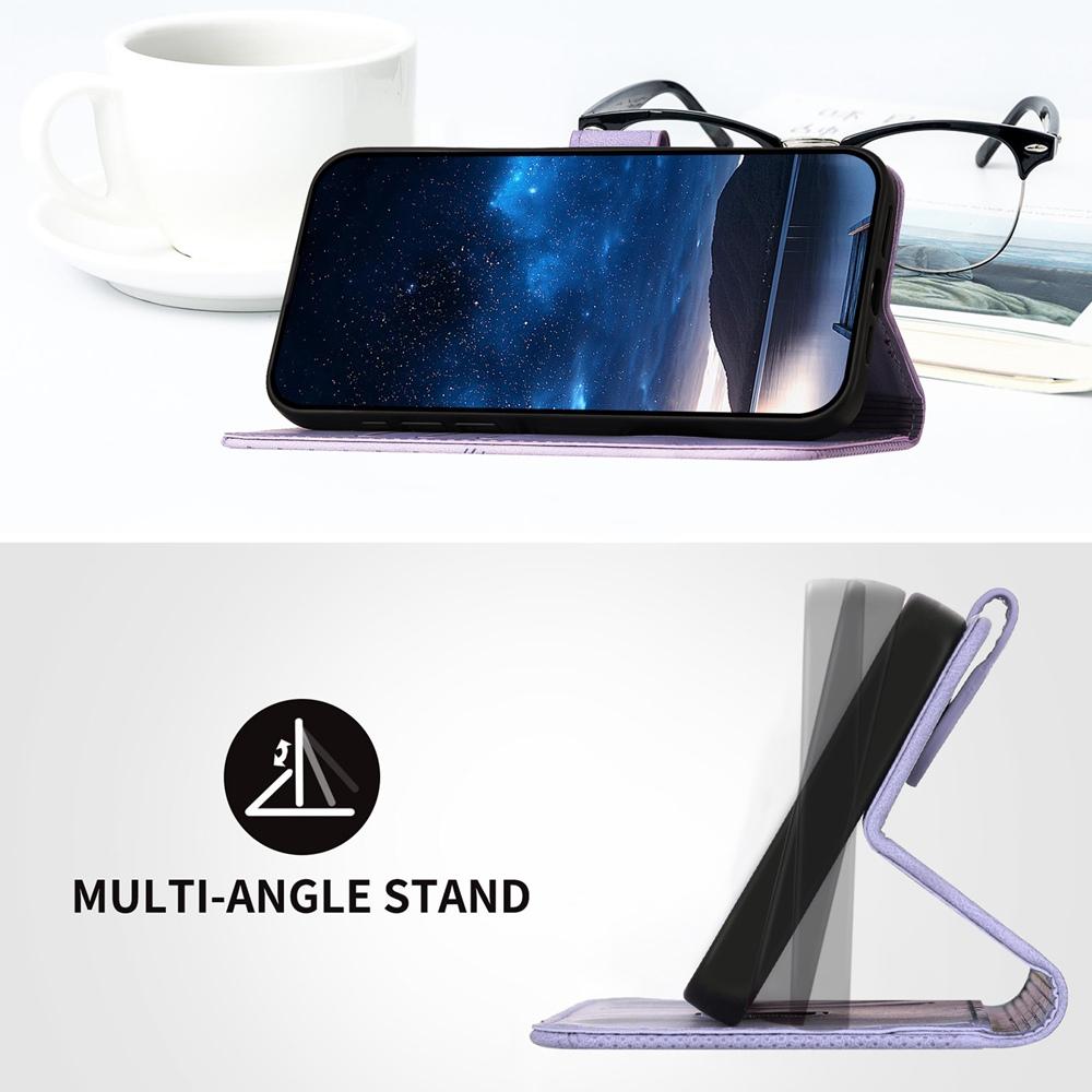 For vivo V50 Lite 4G / 5G Grid Butterfly Embossed Pattern Leather Phone Case with Lanyard(Light Purple)