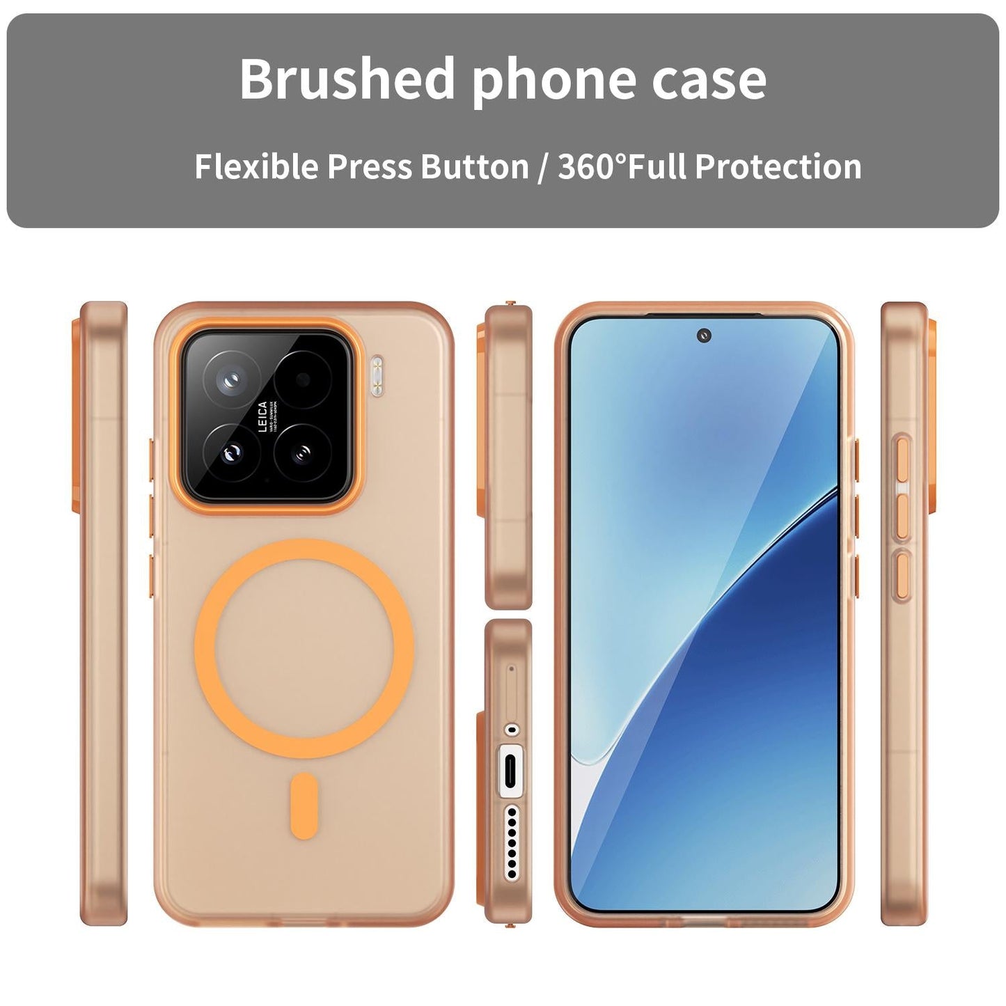 For Xiaomi 15 MagSafe Frosted Translucent TPU + PC Full Coverage Phone Case(Orange)