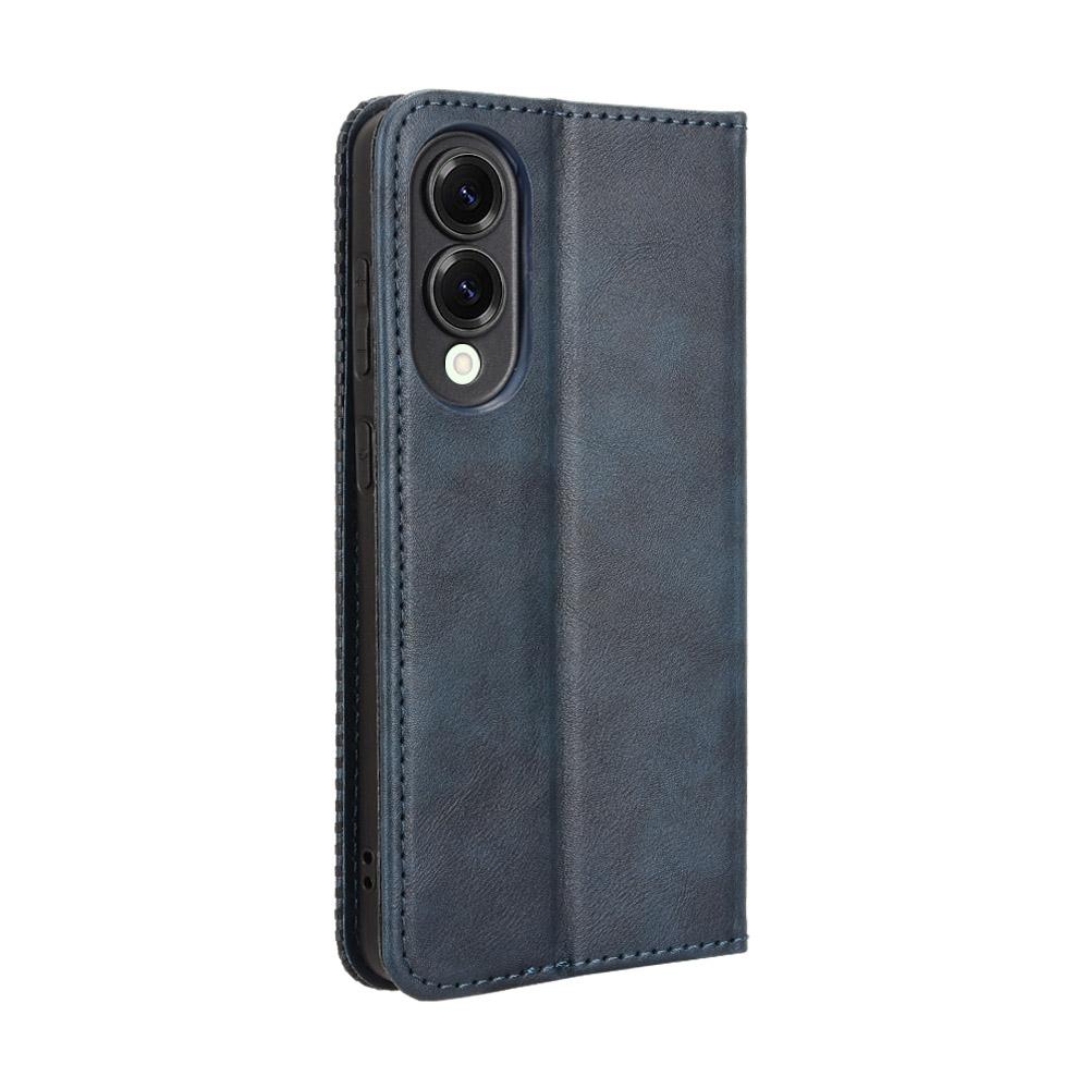 For Samsung Galaxy S25 Edge 5G Magnetic Buckle Retro Texture Leather Phone Case(Blue)