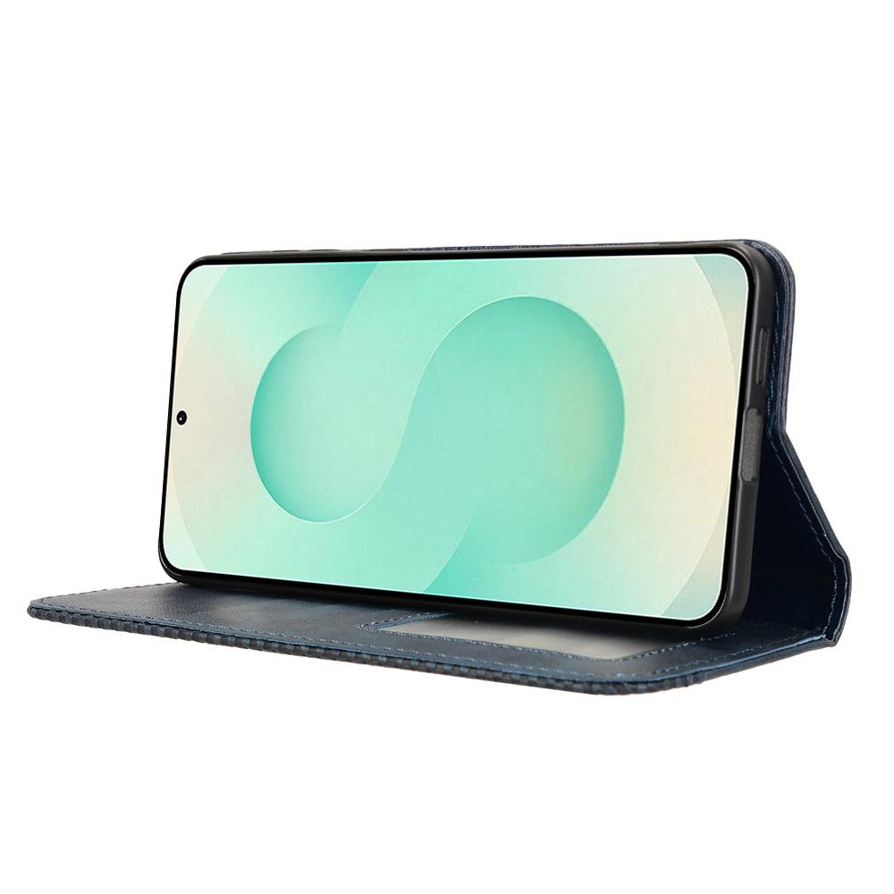 For Samsung Galaxy S25 Edge 5G Magnetic Buckle Retro Texture Leather Phone Case(Blue)