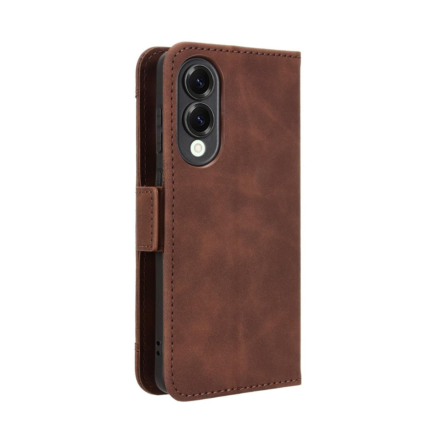 For Samsung Galaxy S25 Edge 5G Skin Feel Calf Texture Card Slots Leather Phone Case(Brown)