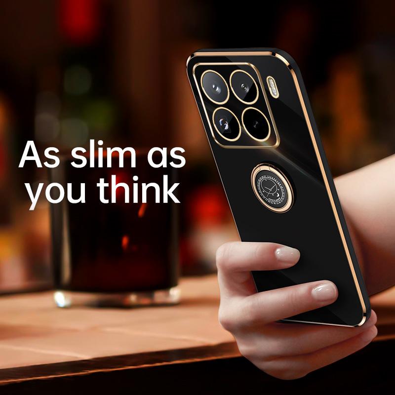 For Xiaomi 15 Pro XINLI Straight Edge 6D Electroplate TPU Phone Case with Ring Holder(Mint Green)