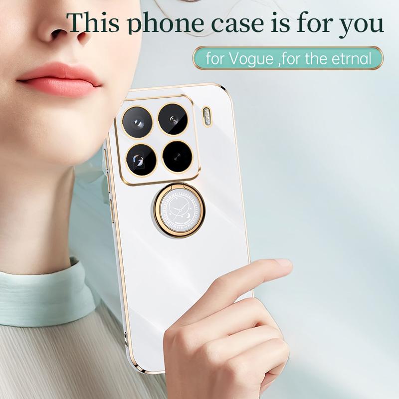 For Xiaomi 15 Pro XINLI Straight Edge 6D Electroplate TPU Phone Case with Ring Holder(Mint Green)