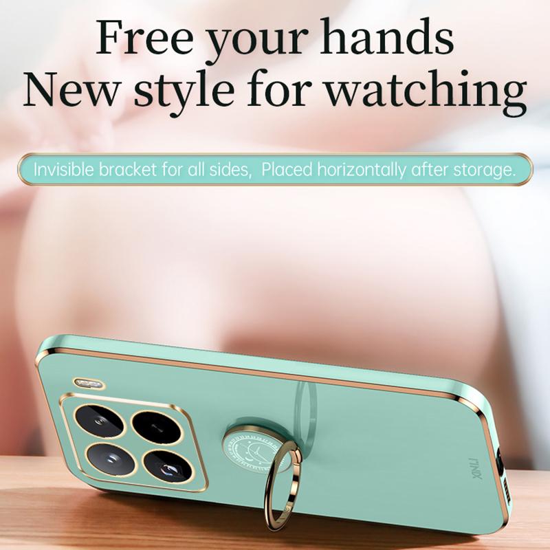 For Xiaomi 15 Pro XINLI Straight Edge 6D Electroplate TPU Phone Case with Ring Holder(Mint Green)