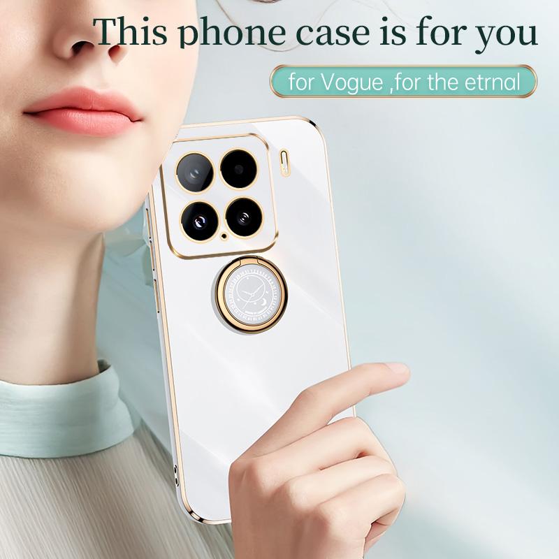For Xiaomi 15 XINLI Straight Edge 6D Electroplate TPU Phone Case with Ring Holder(Mint Green)