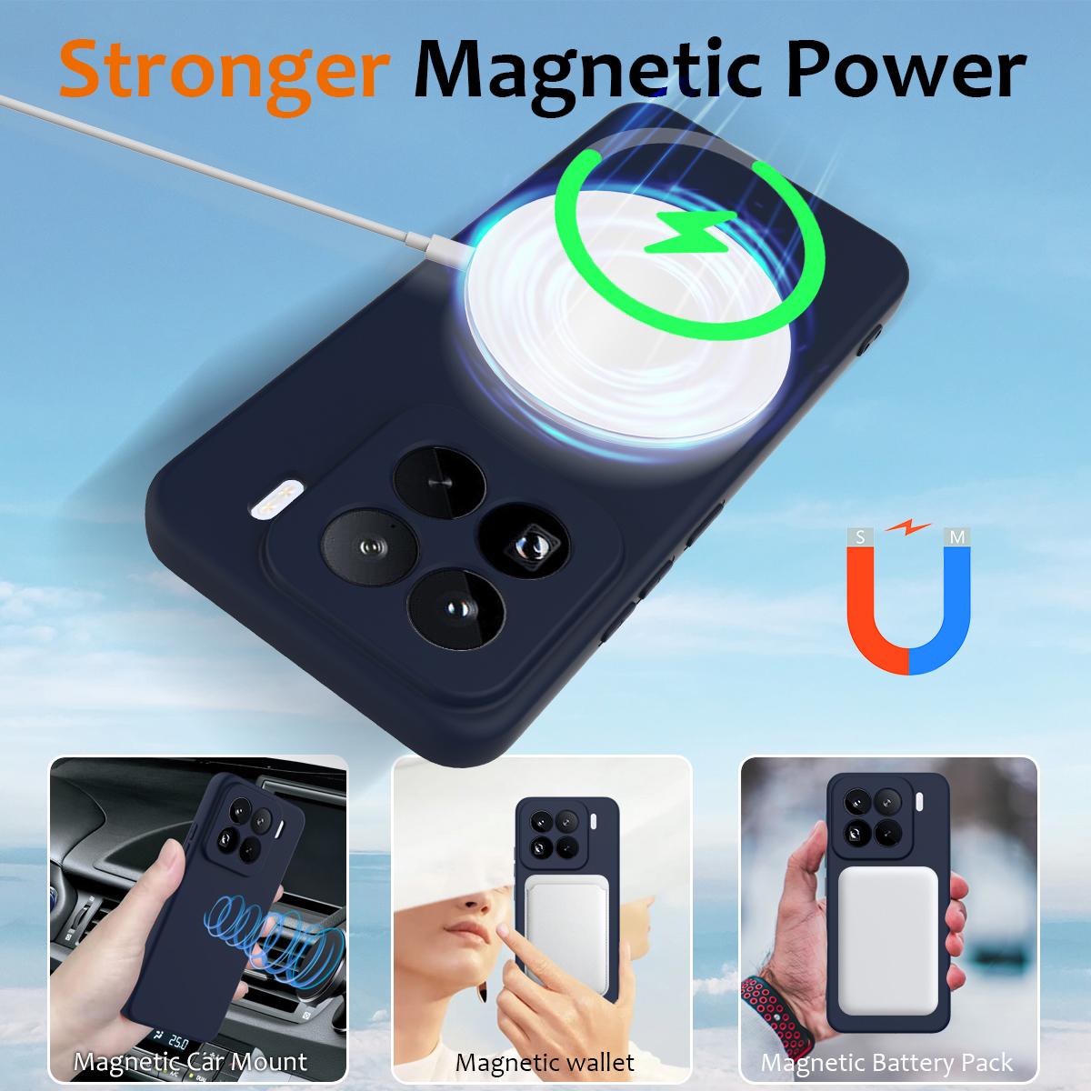 For Xiaomi 15 Pro Shockproof Silicone Magsafe Phone Case(Navy Blue)