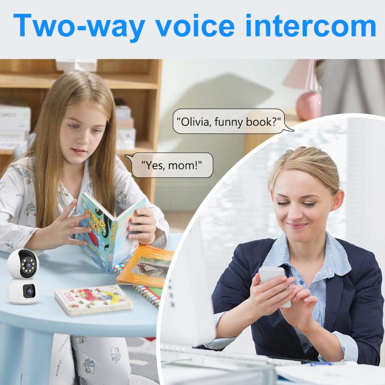 K12 1080P HD Dual Lens Dual Picture Wireless WiFi Camera(White)