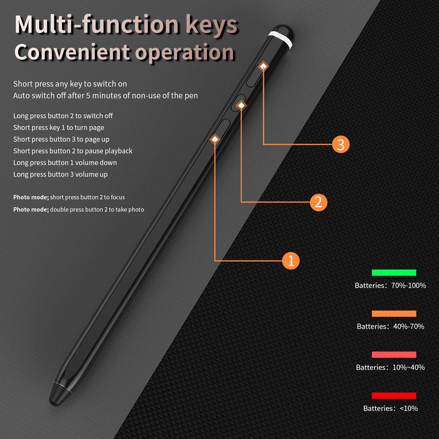 C1 Multifunctional Bluetooth Capacitive Pen for Mobile Phones / Tablets PC(Black)