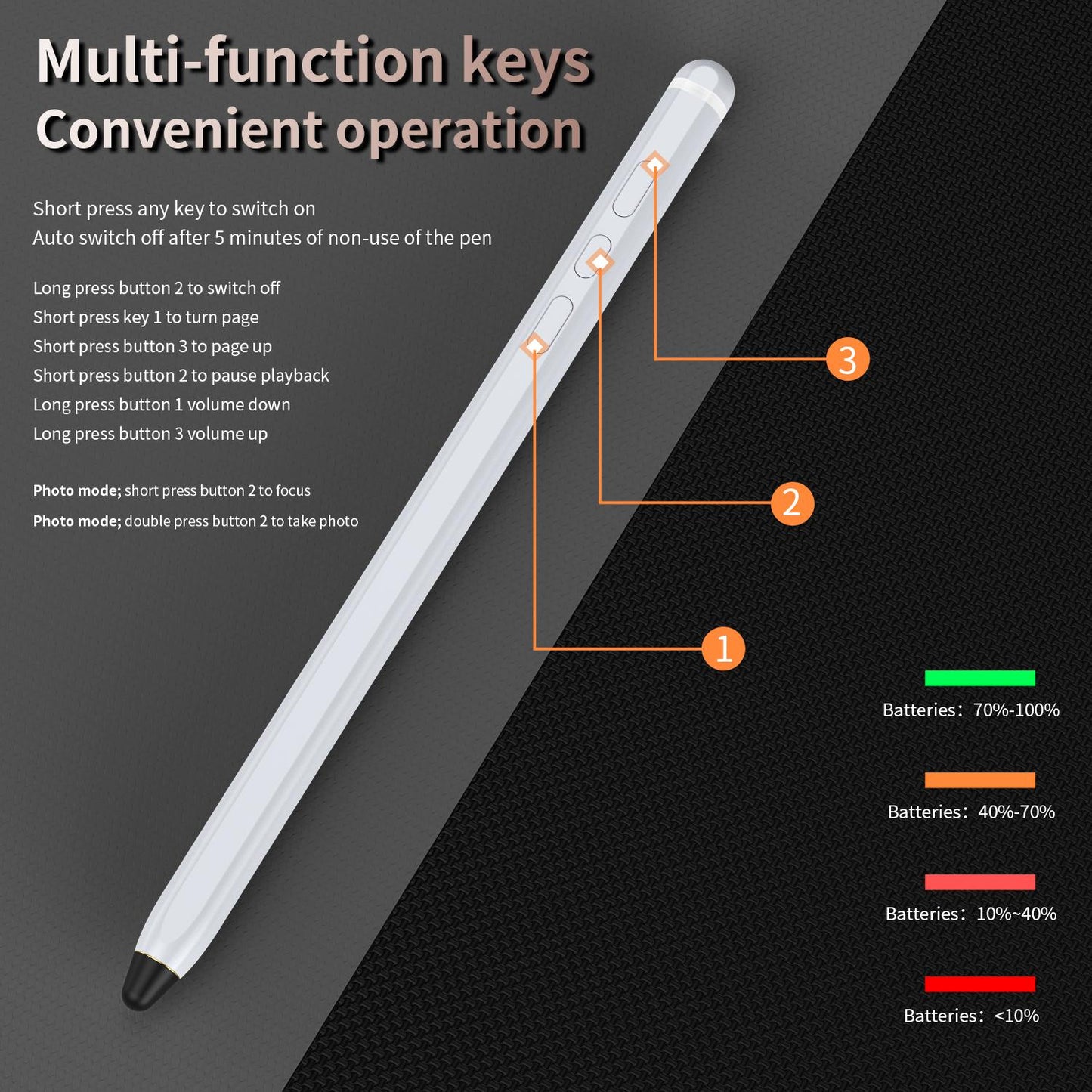 C1 Multifunctional Bluetooth Capacitive Pen for Mobile Phones / Tablets PC(White)