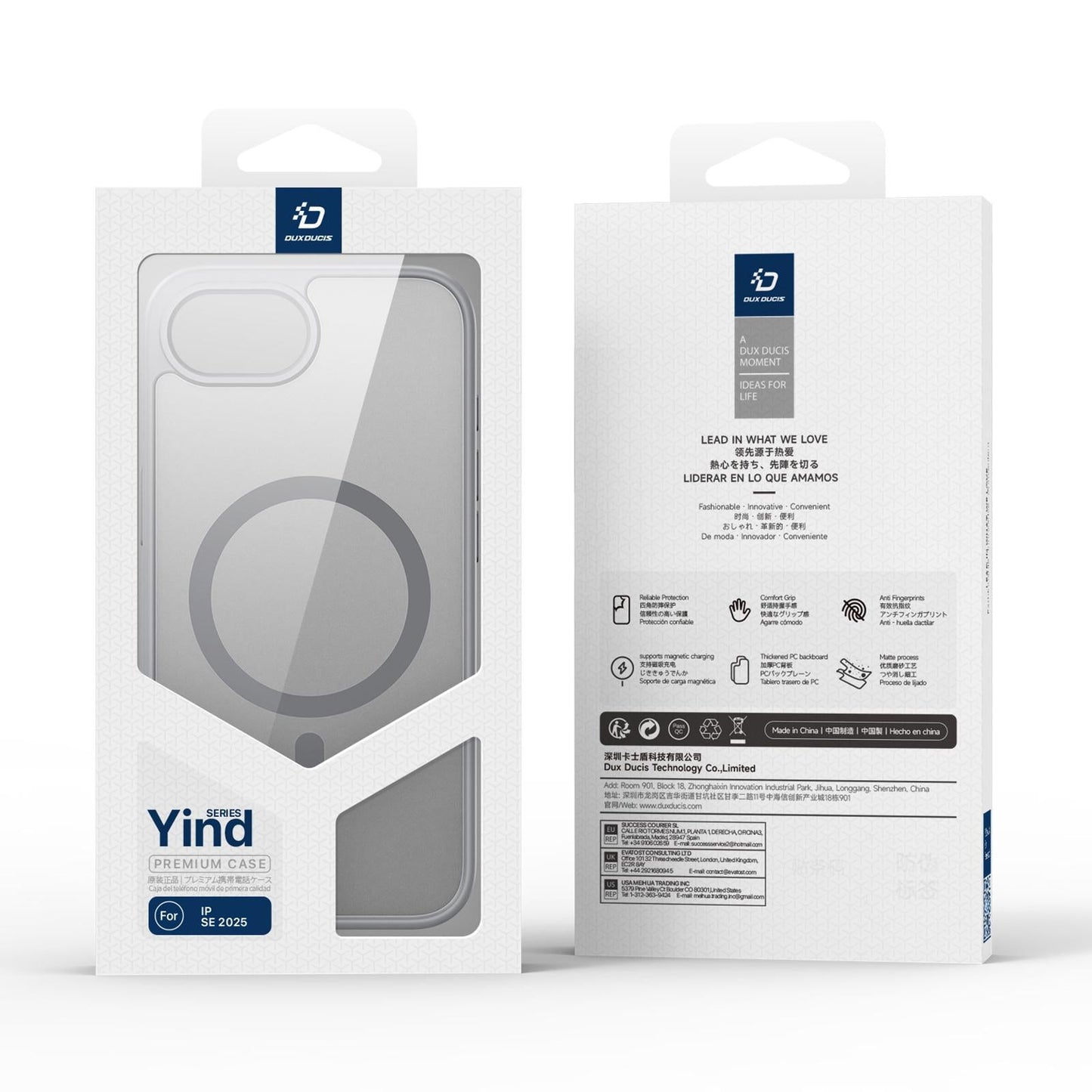 For iPhone 16e DUX DUCIS Yind Series MagSafe TPU Hybrid PC Phone Case(Grey)