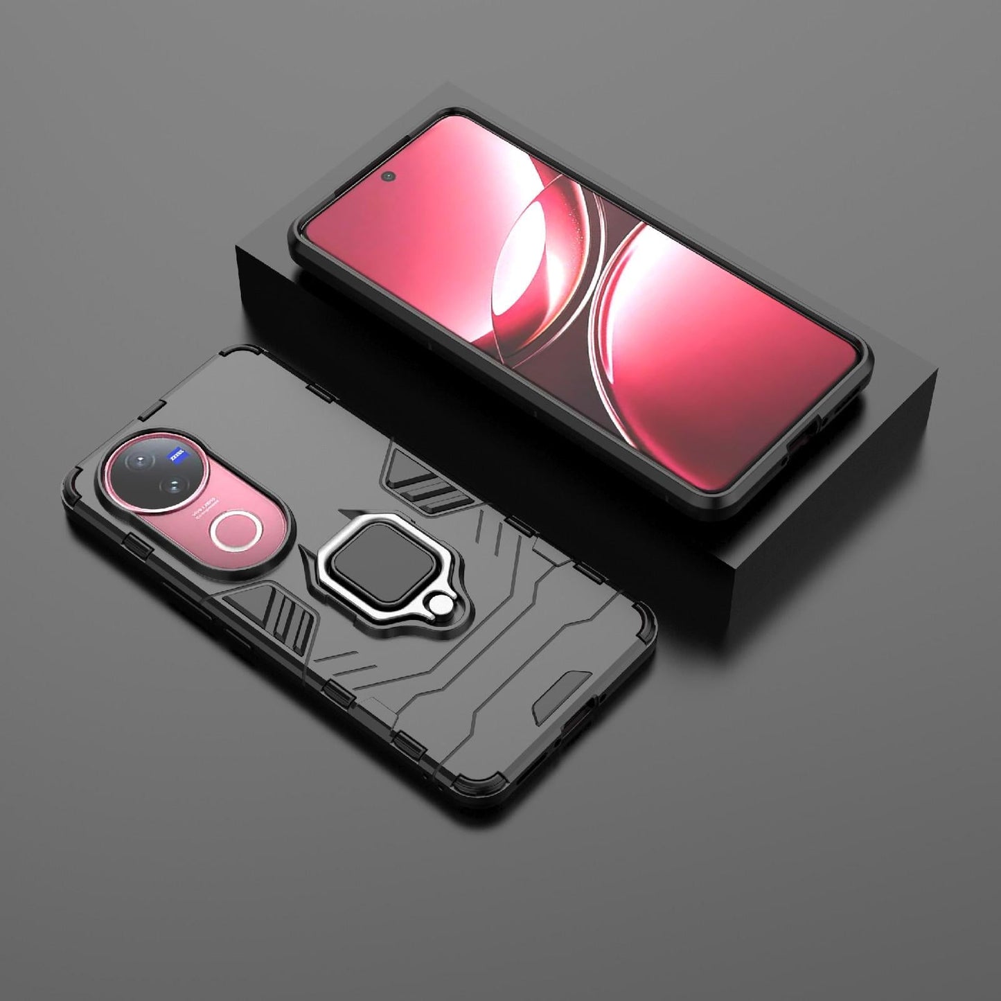 For vivo V50 5G Magnetic Ring Holder PC + TPU Phone Case(Black)