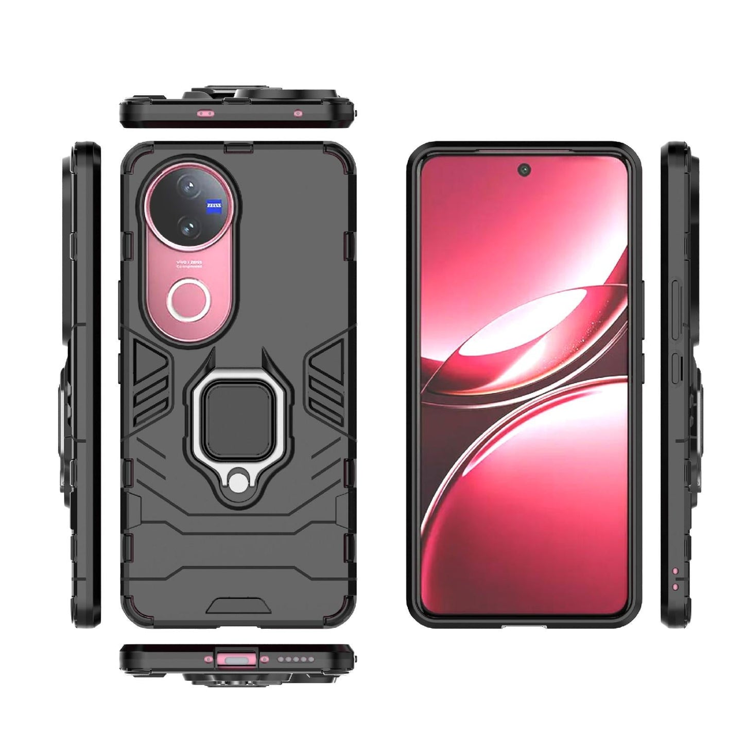 For vivo V50 5G Magnetic Ring Holder PC + TPU Phone Case(Black)