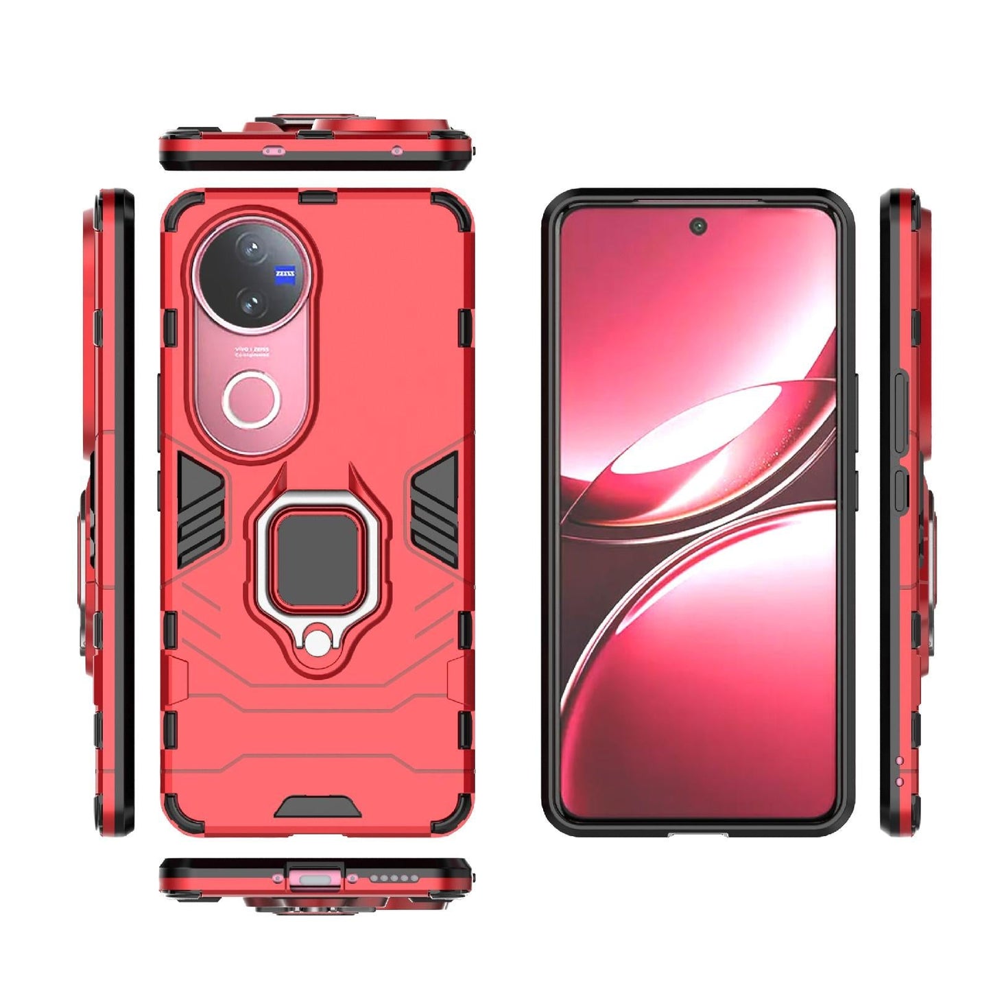 For vivo V50 5G Magnetic Ring Holder PC + TPU Phone Case(Red)